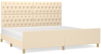 Doppelbett mit Kopfteil Stoff Creme 200x200 cm [3125329]
