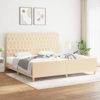 Doppelbett mit Kopfteil Stoff Creme 200 x 200 cm [3125329]