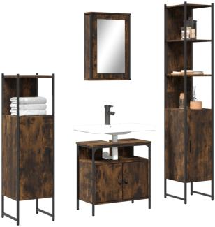 vidaXL 4-tlg. Badmöbel-Set Räuchereiche Holzwerkstoff
