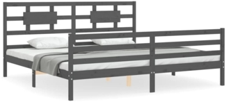 vidaXL Massivholzbett mit Kopfteil Grau 200x200 cm 3194463