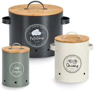 Zeller Present Vorratsdose Retro, Bambus, Metall, (Set, 3-tlg)