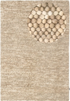 Morgenland Wollteppich - Filzkugel - Mosaik - rechteckig - 350x250 - Beige