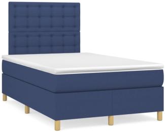 vidaXL Boxspringbett mit Matratze Blau 120x190 cm Stoff 3269964