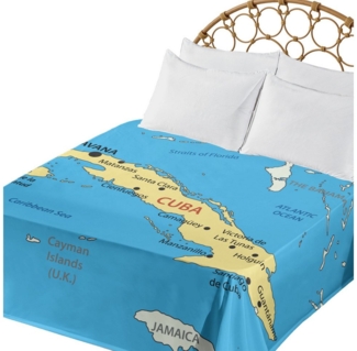 Abakuhaus Betttuch weiches bequemes oberes Bettlaken dekoratives Bett 1 Stück, Ozean Republik Kuba Moderne