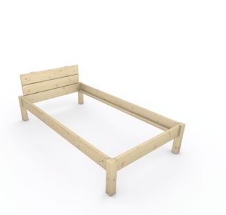 Pfostenbett "metallarm" Fichte Holzbett "Daybett" 100 x 190cm 38cm Einzelbett