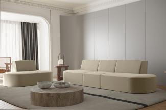 Sofaset Designersofa Set 3-1 MILOT in Stoff Opera Velvet Beige