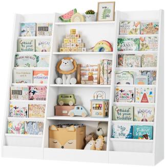 Homfa Bücherregal, Kinderregal mit 14 Ablagen Kinderbücherregal 129x120x35 cm