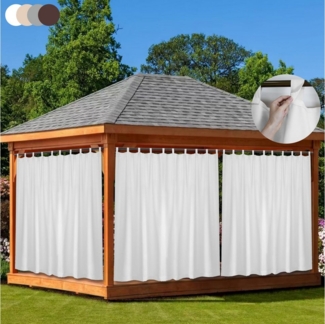 Qelus Vorhang Outdoor Vorhänge Wasserdicht Sonnenschutz Blickdicht Gardine Balkon, (2 St), Thermisch isoliert für Pavillon Terrassen Pergola