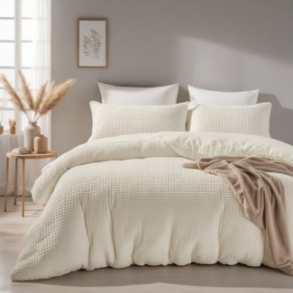 Sitheim-Europe Wendebettwäsche Bettwäsche-Set Bettbezug & Kissenbezüge aus Check Teddy, Mikrofaser, 3 teilig