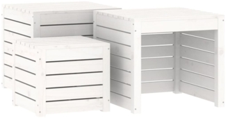 vidaXL 3-tlg. Gartenbox-Set Weiß Massivholz Kiefer 823956