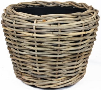 Van der Leeden Blumentopf Blumenkorb Pflanzkorb Topf 83x59cm Rattan 130 Liter Sylter Korb Drypot (1 St), Braun, Rattan, 130 L, Naturprodukt, incl. Kunststoffeimer