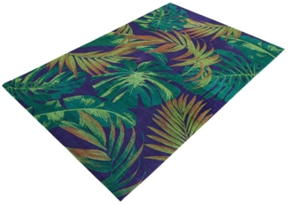 riess-ambiente Designteppich LEAF 180x120 cm grün blau · floraler Teppich für In- und Outdoor, rechteckig, Höhe: 5 mm, wetterfest · pflegeleicht · Blatt-Muster · Fußbodenheizung-geeignet
