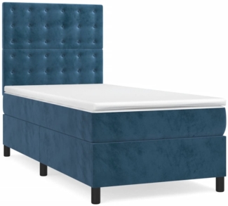 vidaXL Boxspringbett mit Matratze Dunkelblau 90x200 cm Samt 3143245