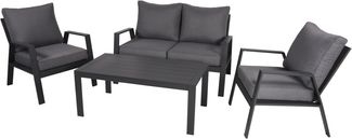 Gartenloungeset CARMEN 4-tlg - Polyester, Grau | Gartenmöbel Set Garten Loungegruppe Lounge-Set Pool Loungegarnitur