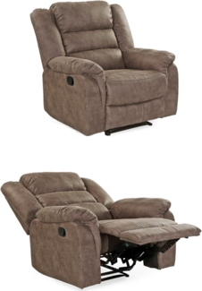 RELAX-FERNSEHSESSEL Federkern, Liegefunktion verstellbar durch halbautomatische Relaxfunktion B95/T93/H103 cm, Mikrofaser Vintage Grau Braun