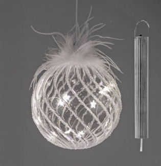 formano LED Dekolicht Weihnachtskugel LED mit Timer Glaskugel 15cm zum Hängen Hängedeko Glas, LED fest integriert