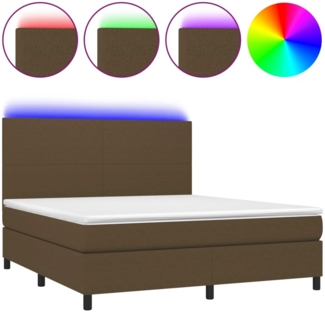 vidaXL Boxspringbett mit Matratze & LED Dunkelbraun 160x200 cm Stoff, Härtegrad: H2 [3134728]