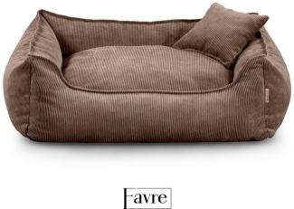 FAVRE Tierbett Hundebett Lucky mit abnehmbarem, waschbarem Cord-Bezug, 100% Polyester, verschiedene Größen, Gratis Kopfkissen