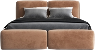 Polsterbett OLKE 180x200 mit Matratze, Bettkasten und Lattenrost. Farbe: Tabak 3