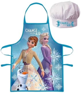 Disney Frozen Kochschürze Elsa, Anna & Olaf - CHANGE is in the AIR, (2-tlg), Kinder Koch-Set 2 tlg. Backschürze + Chefmütze