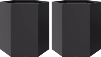 vidaXL Garten-Pflanzgefäße 2 Stück Schwarz Sechseckig 46x40x45 Stahl 851109