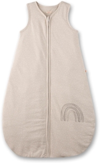 SANETTA Baby-Schlafsack Beige | Praktischer und bequemer Unisex-Schlafsack aus Bio-Baumwolle. Baby-Schlafsack mit Reißverschluss und Regenbogen-Print | Baby Sleeping Bag