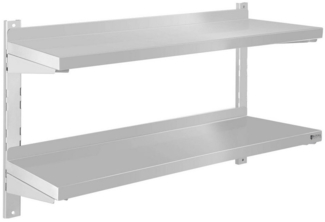 Royal Catering Hängeregal 80 x 30 cm Wandregal Gastro doppeltes Wandbord Edelstahl Regal
