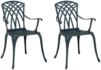 vidaXL Gartenstuhl 2 pcs Grün 55 x 56,5 x 91 cm Aluminium 42002401