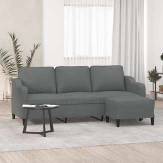 vidaXL 3-Sitzer-Sofa mit Hocker Dunkelgrau 180 cm Stoff 3201136