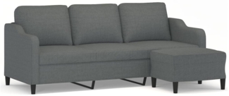 vidaXL 3-Sitzer-Sofa mit Hocker Dunkelgrau 180 cm Stoff 3201136
