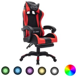 vidaXL Gaming-Stuhl mit RGB LED-Leuchten Rot und Schwarz Kunstleder 288007