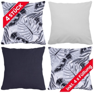 Amilian Dekokissen 4er Set - Dekokissen mit Füllung - 40x40 cm oder 50x50 cm - Kissen, Wunderschöne Muster