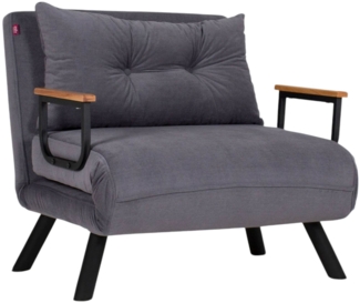 Dmora Sessel Keoni, Gepolsterter Sitz, Einzelsofa im Wohnzimmer, Stuhl mit Armlehnen, 60x78 h78 cm, Grau