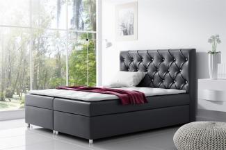 Boxspringbett DOLCE Kunstleder Schwarz 140x200 cm