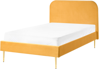 Bett mit Lattenrost Samtstoff FLAYAT 120x200 cm Gelb