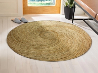 Vente-unique - Teppich rund - 100 % Jute - rund geflochten - 200 cm - Naturfarben - KESIA