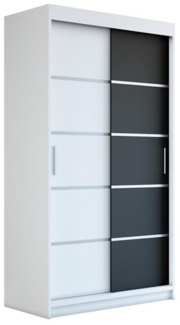 Schwebetürenschrank PARIS 2-türig Schrank 120 cm (mit Spiegel) Farbe: Weiß , schwarz
