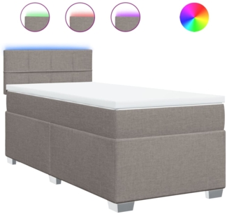 vidaXL Boxspringbett mit Matratze Taupe 90x200 cm Stoff 3288075