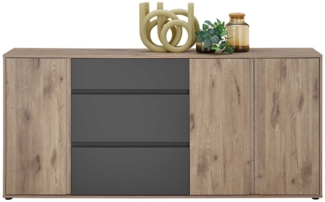 Sideboard Nancy / Novara, Holzwerkstoff, Grau, Holzfarben, 186 x 85 x 42 cm