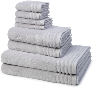 Vossen Vienna Style Supersoft 8 tlg. Frottier-Set - 2 X Handtuch (50 X 100cm), 2 X Duschtuch (67 X 140cm), 2 X Gästetuch (30 X 50cm), 2 X Seiftuch (30 X 30cm) - 620 g/m2 - Light grey