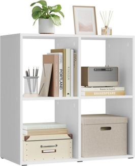 Woltu Bücherregal, weiß, 4 offene Fächer, Würfelregal Standregal klein