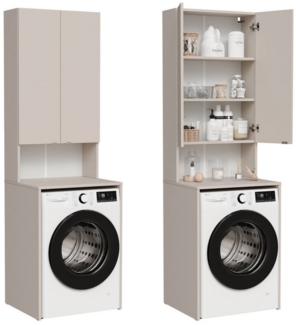 Platan Room Waschmaschinenumbauschrank Badschrank LORA Waschmaschinenschrank Badezimmer Hochschrank 210 x 65 x 50 cm