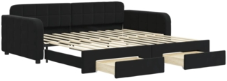 vidaXL Tagesbett Ausziehbar mit Schubladen Schwarz 100x200 cm Samt 3196988