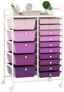 COSTWAY Rollcontainer, Bürocontainer mit 15 stapelbaren Schubladen & Rollen