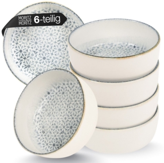 Moritz & Moritz Müslischüssel ALHAMBRA Müslibowls Blau, Steinzeug, (Set, 6-tlg), Hochwertiges Steinzeug, Spülmaschinengeeignet