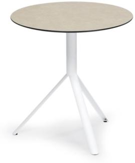 Trio Outdoor Bistrotisch rund Weiß HPL Beige ∅70 cm