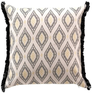 Macosa Home Dekokissen Sofakissen Zierkissen gold schwarz beige mit Fransen, Baumwollkissen