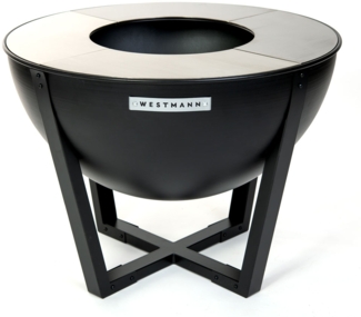 Westmann Stahl Feuerstelle inkl. Edelstahl Grillplatte | Schwarz | 81x81x62 cm