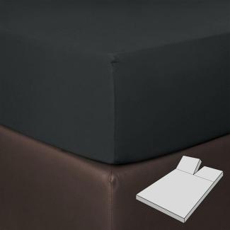 BettwarenShop Boxspring Split Spannbetttuch|140x200 - 160x220 cm| schwarz