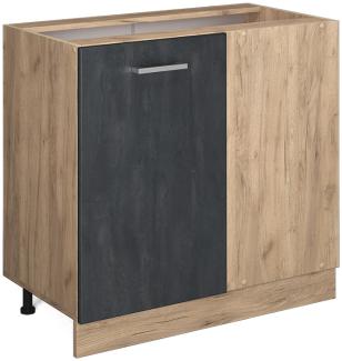 Vicco Küchenschrank Küchenzeile R-Line, Schwarz Beton, Eckschrank 86 cm, AP Anthrazit